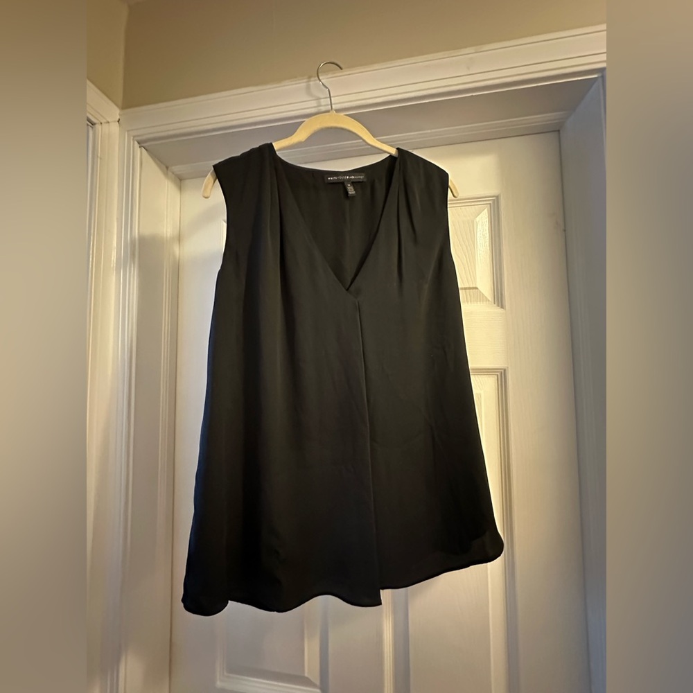 White House Black Market V-Neck Black Blouse